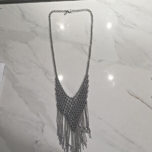Elegant Silver Fringe Necklace